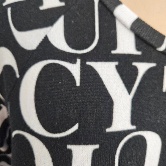 Juicy Couture Black White Letter Print Long Sleeve Top Knit Large Spellout - Picture 7 of 15